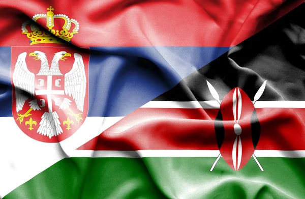 Kenya och Serbien viftande flagga — Stockfoto
