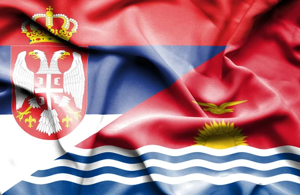 Bandeira acenando de Kiribati e Sérvia — Fotografia de Stock