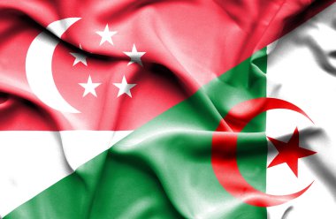 Cezayir ve Singapur bayrağı sallayarak