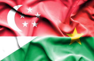 burkina faso ve Singapur bayrağı sallayarak