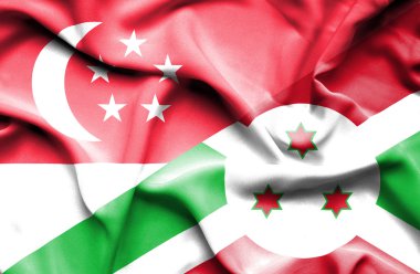 burundi ve Singapur bayrağı sallayarak