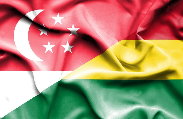 Drapeau de la Bolivie et de Singapour — Photo