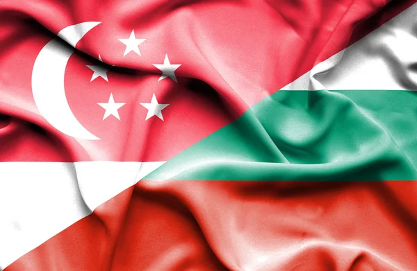 Sventolando bandiera di Bulgaria e Singapore — Foto Stock