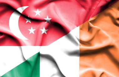 Waving flag of Ireland and Singapore