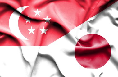 Japonya ve Singapur bayrağı sallayarak