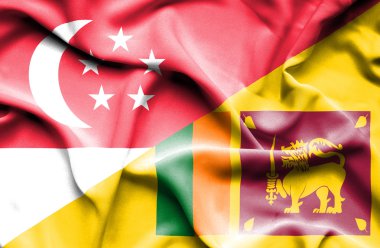 sri lanka ve Singapur bayrağı sallayarak