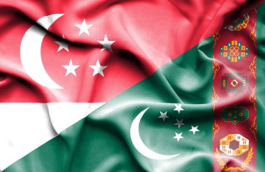 Türkmenistan ve Singapur bayrağı sallayarak