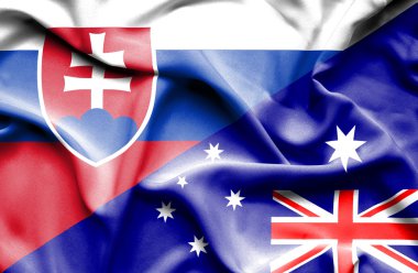 Avustralya ve Slovakya bayrağı sallayarak