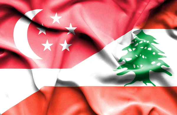 Machać Flaga Libanu i Singapuru — Zdjęcie stockowe