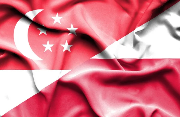 Флаг Польши и Сингапура — стоковое фото