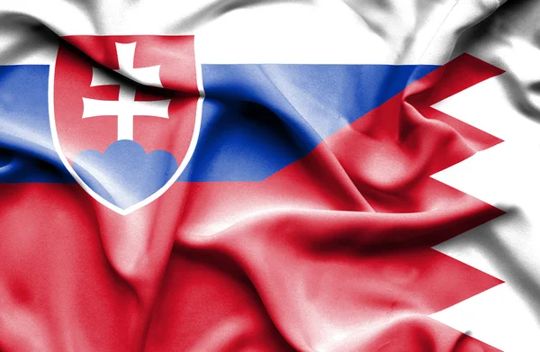 Waving flag of Bahrain and Slovakia — Stock Photo, Image