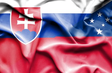 samoa ve Slovakya bayrağı sallayarak