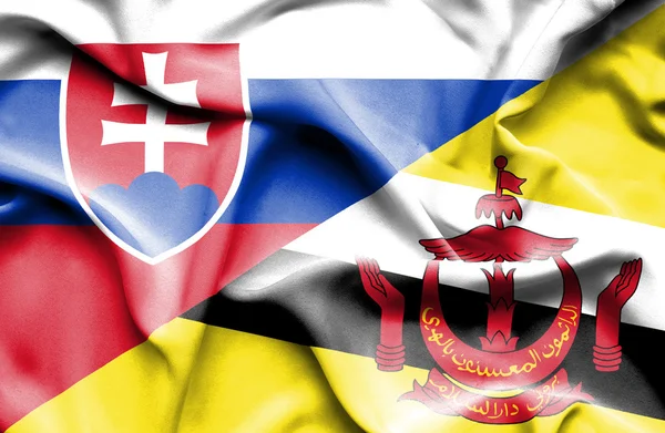 Flagge von Brunei und der Slowakei schwenken — Stockfoto