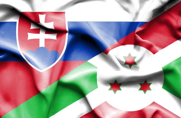 Flagge von Burundi und der Slowakei schwenken — Stockfoto