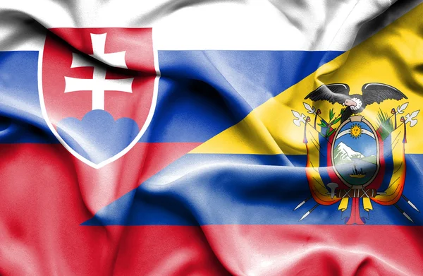 Waving flag of Ecuador and Slovakia — Stock Photo, Image