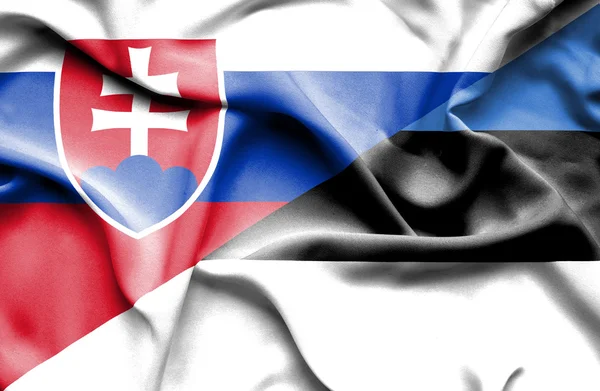 Estland och Slovakien viftande flagga — Stockfoto