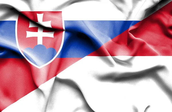 Κουνώντας τη σημαία της Ινδονησίας και της Σλοβακίας — Φωτογραφία Αρχείου