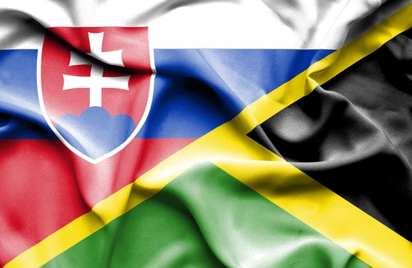 Viftande flagga jamaica och Slovakien — Stockfoto