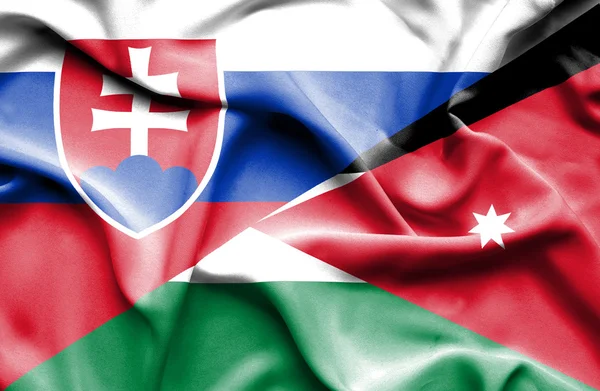Розмахуючи прапором Йорданії та Словаччини — стокове фото