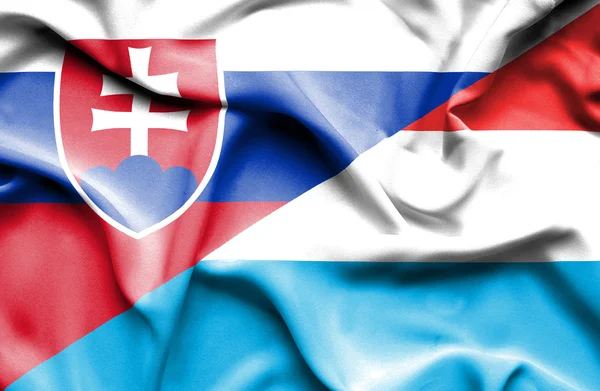 Lüksemburg ve Slovakya bayrağı sallayarak — 图库照片