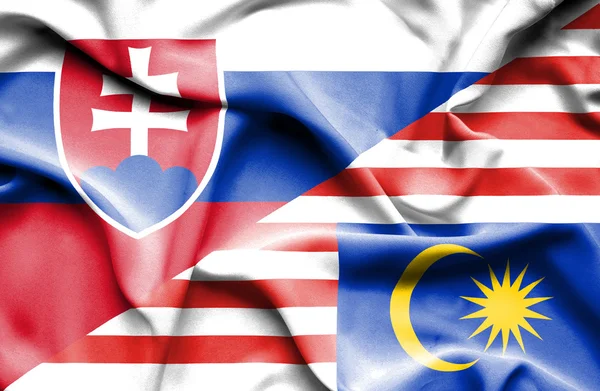 Flagge von Malaysia und der Slowakei schwenken — Stockfoto