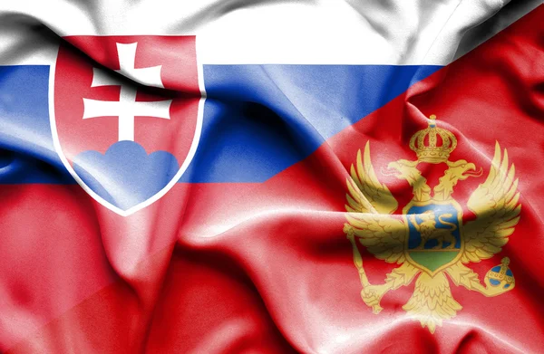 Bandiera sventolante di Montenegro e Slovacchia — Foto Stock