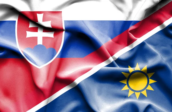 Waving flag of Namibia and Slovakia — Stock Photo, Image