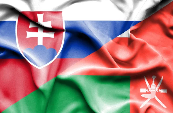 Bandera ondeante de Omán y Eslovaquia — Foto de Stock