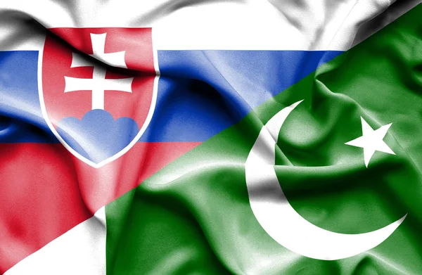 Bandera ondeante de Pakistán y Eslovaquia — Foto de Stock