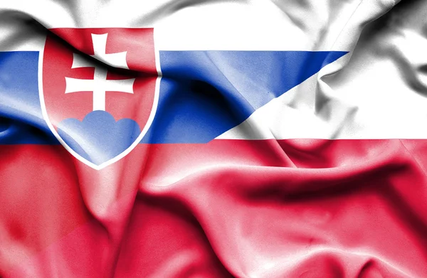 Waving flag of Poland and Slovakia — Stock Photo, Image