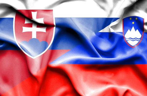 スロベニア、スロバキアの旗を振っています。 — ストック写真