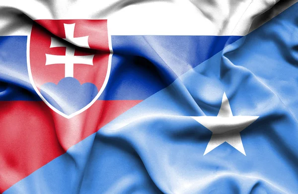 Bandiera sventolante di Somalia e Slovacchia — Foto Stock