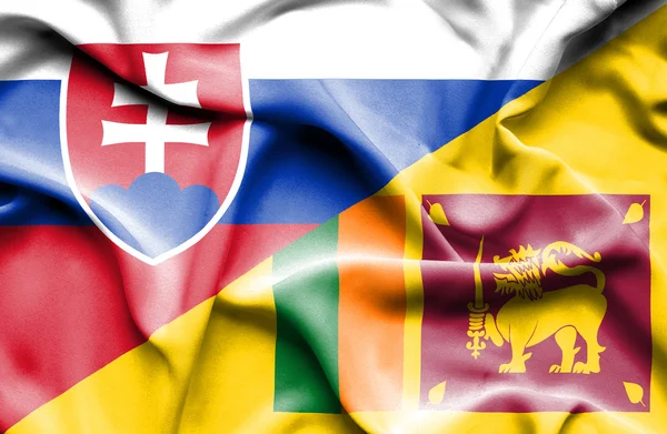 スリランカ、スロバキアの旗を振っています。 — ストック写真
