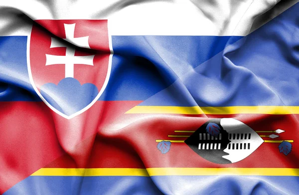 Fahne von Swasiland und der Slowakei schwenkend — Stockfoto