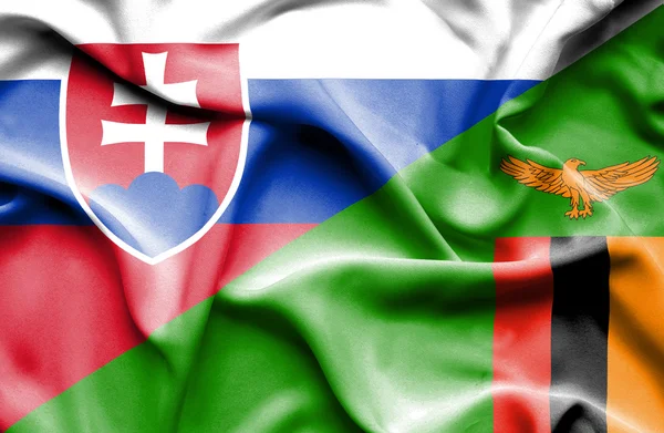 Bandeira ondulada do Zimbabué e Eslováquia — Fotografia de Stock