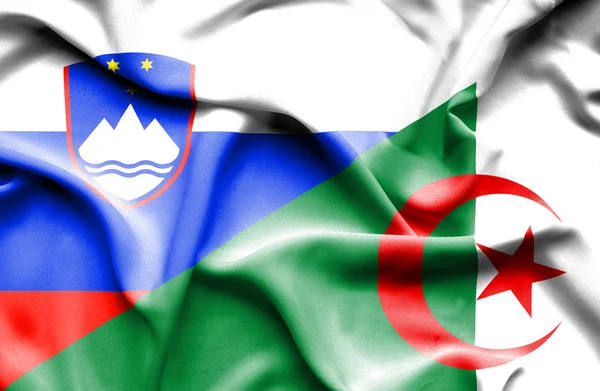 Bandera ondeante de Argelia y Eslovenia — Foto de Stock