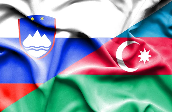 Waving flag of Azerbajan and Slovenia — Stock Photo, Image