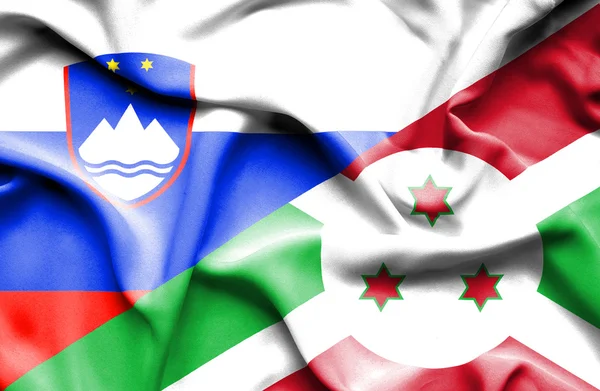 Bandera ondeante de Burundi y Eslovenia — Foto de Stock