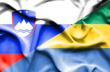 gabon ve Slovenya bayrağı sallayarak