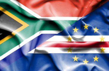 cape verde ve Güney Afrika Cumhuriyeti bayrağı sallayarak