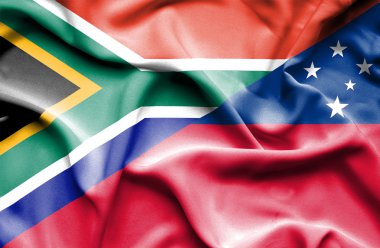 samoa ve Güney Afrika Cumhuriyeti bayrağı sallayarak