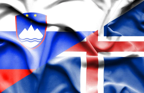 Bandera ondeante de Islandia y Eslovenia —  Fotos de Stock