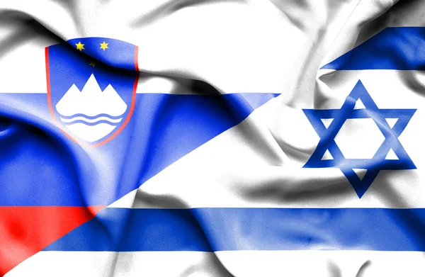 Wapperende vlag van Israël en Slovenië — Stockfoto