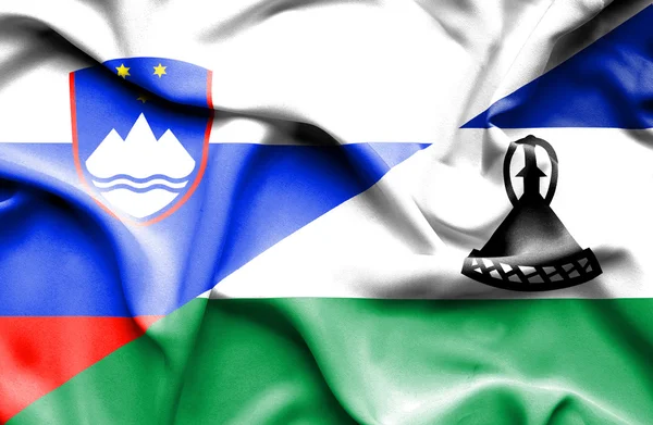 Bandera ondeante de Lesotho y Eslovenia — Foto de Stock