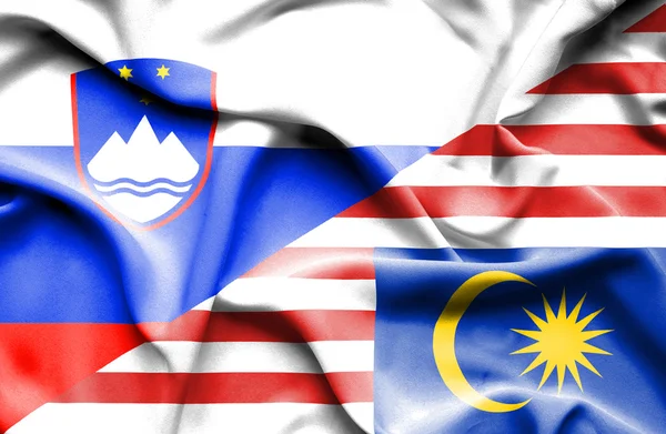 Machać Flaga Malezji i Słowenii — Zdjęcie stockowe