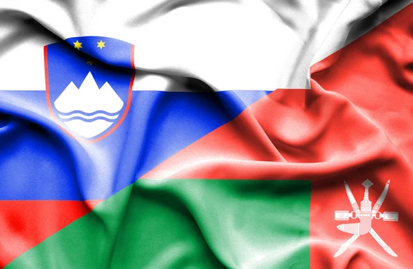 Bandera ondeante de Omán y Eslovenia — Foto de Stock