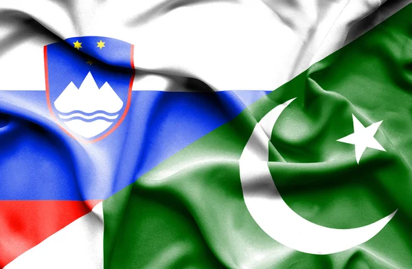 Bandera ondeante de Pakistán y Eslovenia — Foto de Stock