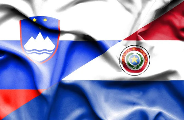 Bandera ondeante de Paraguay y Eslovenia —  Fotos de Stock