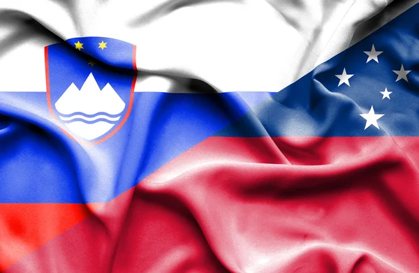 Waving flag of Samoa and Slovenia — Stock Photo, Image