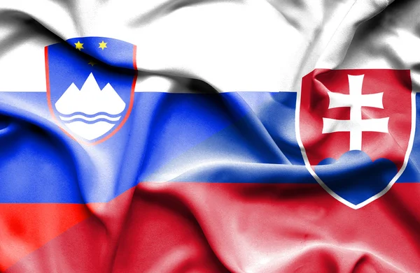 Slovakien och Slovenien viftande flagga — Stockfoto